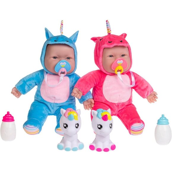 🆕12Inch Unicorn Twins Newborn Dolls with Soft Cloth Body Brown Skin Twins - Picture 3 of 8